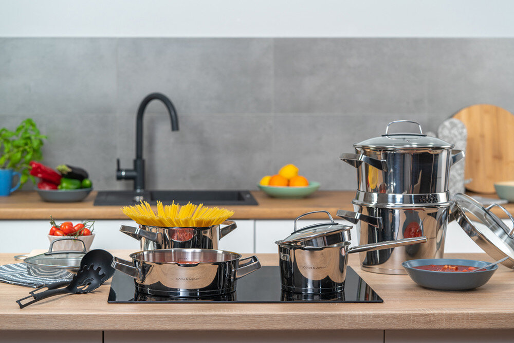 Zestaw garnków GÖTZE & JENSEN Denver CS700 kuchnia gazowa elektryczna indukcyjna ceramiczna
