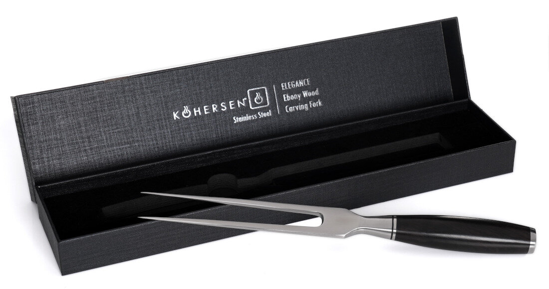 Widelec do mięsa KOHERSEN ELegance Ebony Wood Stal Nierdzewna przygotowywanie serwowanie mięso przytrzymywanie obracanie porcjowanie