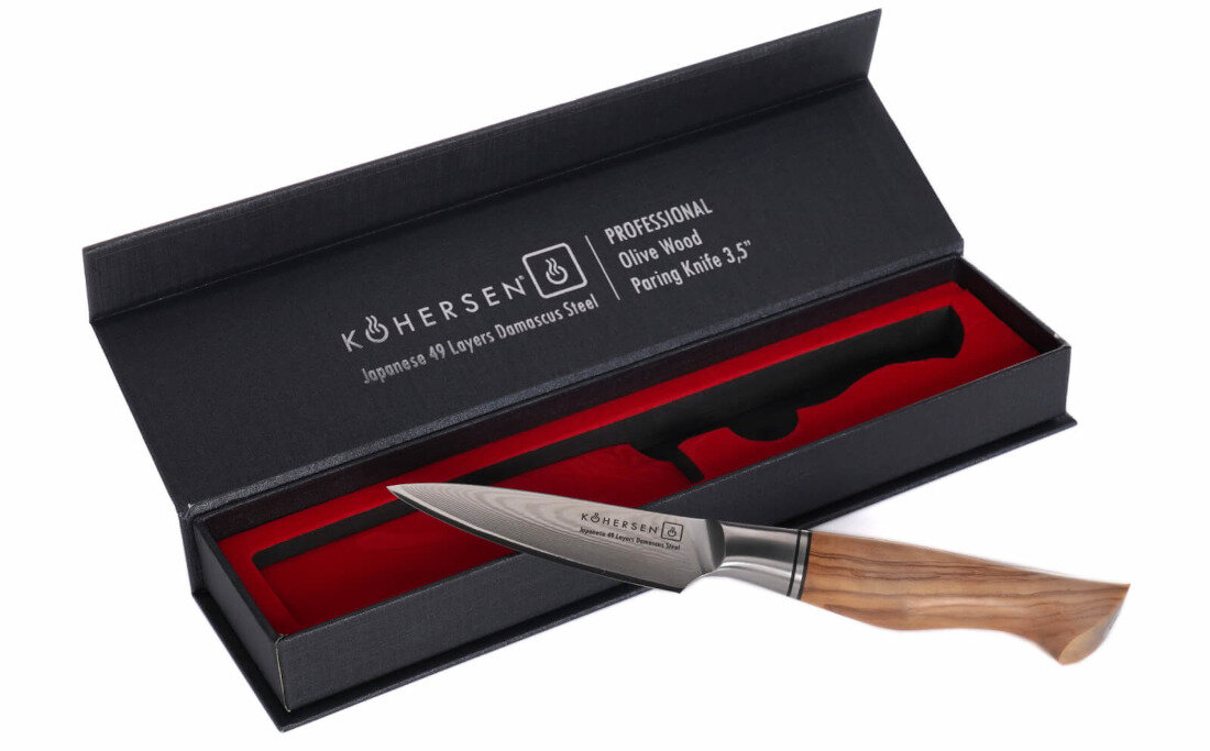 Nóż KOHERSEN Professional Olive Wood 8.9 cm precyzja obieranie krojenie wszechstronny dania estetyczny
