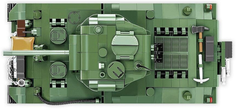 Klocki plastikowe COBI Historical Collection World War II M4A3 Sherman COBI-2570 Wysoka jakość detali dodatkowe akcesoria odwzorowana figurka dowódcy czołgu detale graficzne 