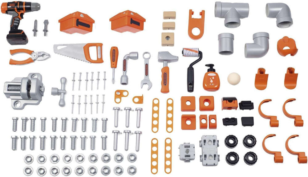 Zabawka warsztat SMOBY Black&Decker 7600360726WEB mechaniczna wkrętarka akumulatorowa młotek zacisk śrubowy ś