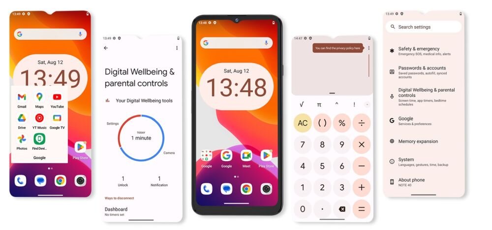 Smartfon CUBOT Note 40    ekran bateria aparat procesor ram pamięć pojemność rozdzielczość zdjęcia filmy opis dane cechy blokady system łączność wifi bluetooth obudowa szkło odporność porty muzyka transfer sieć przekątna matryca waga czujniki oled amoled ips