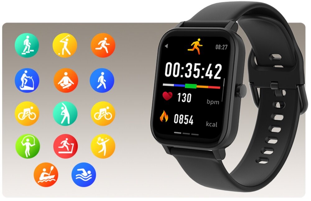 Smartwatch FOREVER ForeVigo 3 SW-320 ekran bateria czujniki zdrowie sport pasek ładowanie pojemność rozdzielczość łączność sterowanie krew puls rozmowy smartfon aplikacja