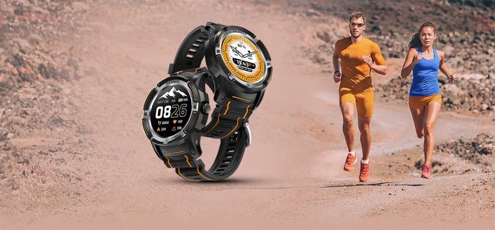 Smartwatch HAMMER Watch Plus ekran bateria czujniki zdrowie sport pasek ładowanie pojemność rozdzielczość łączność sterowanie krew puls rozmowy smartfon aplikacja