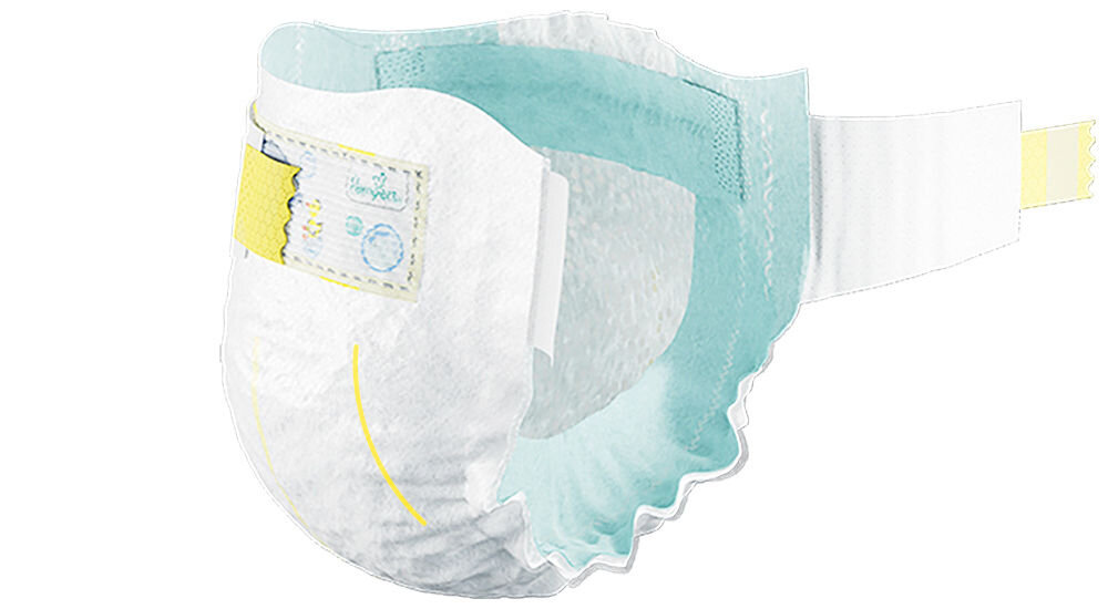 Pieluchy PAMPERS Premium Care 3 (78 szt.) pieluszka na białym tle otwarty bok