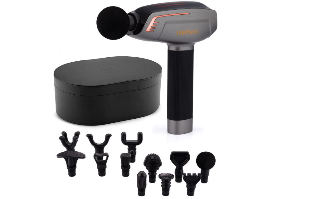 Masażer ręczny Gun MEDIVON Gun Nexus 12 nakładek przewód USB-A/USB-C etui dokumentacja.