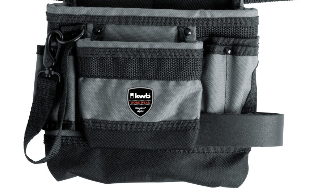 Torba narzędziowa EINHELL 49907710 zbliżenie na komorę główną z odpornego nylonu podwójny rząd szwów wzmocnionych srebrną nicią dobrze znosi codzienne użytkowanie