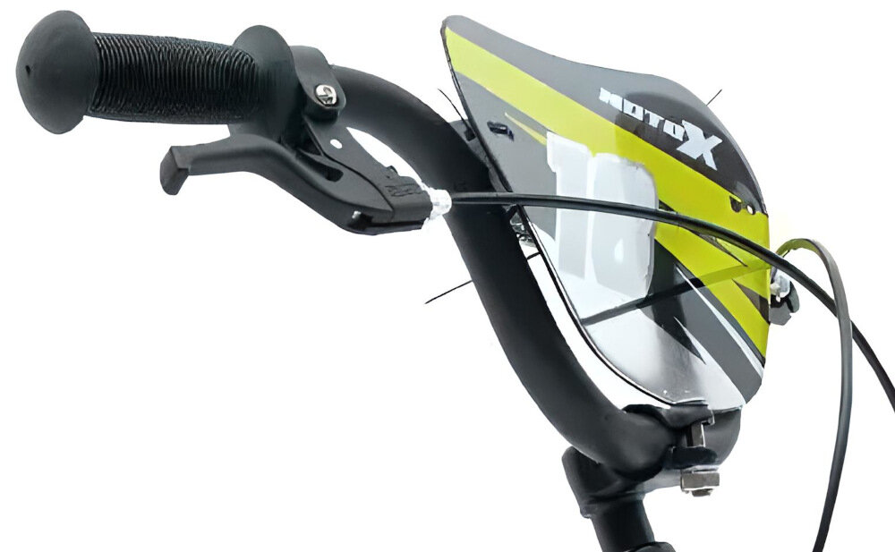 Rower dziecięcy HUFFY Moto X 18 cali dla chłopca Żółty uchwyty antyposlizgowy material dobrze wyprofilowane dekoracyjna plakietka dzwonek