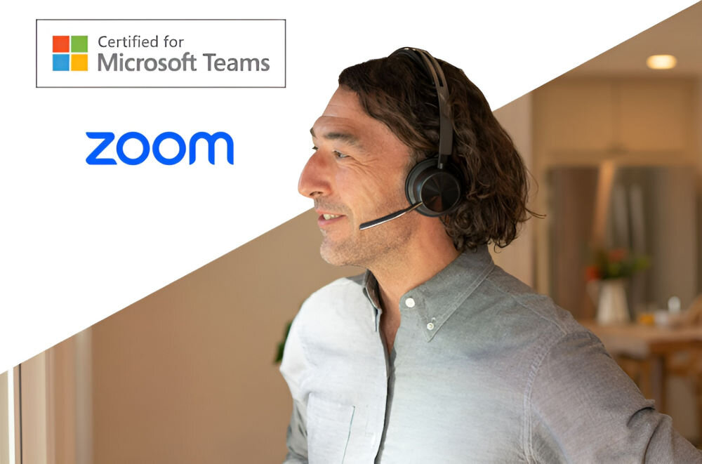 Słuchawki nauszne POLY Voyager Focus 2 bezprzewodowo, do 19 godzin, funkcja ANC, przewodowo, złącze USB-A, Microsoft Teams