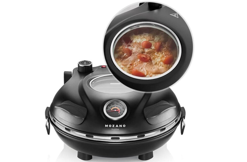 Piec do pizzy MOZANO Pizzalicious 1200W średnica 32 cm Kontrola pieczenia praktyczne okienko termometr
