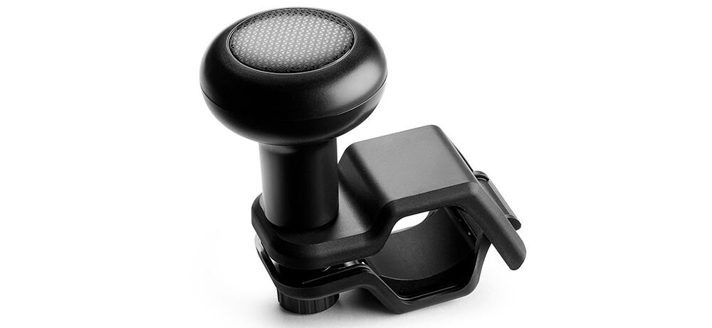 Uchwyt THRUSTMASTER SimTask Steering Kit prezentacja obrotowej gałki na białym tle ułatwia prowadzenie ciężkich pojazdów jedną reką
