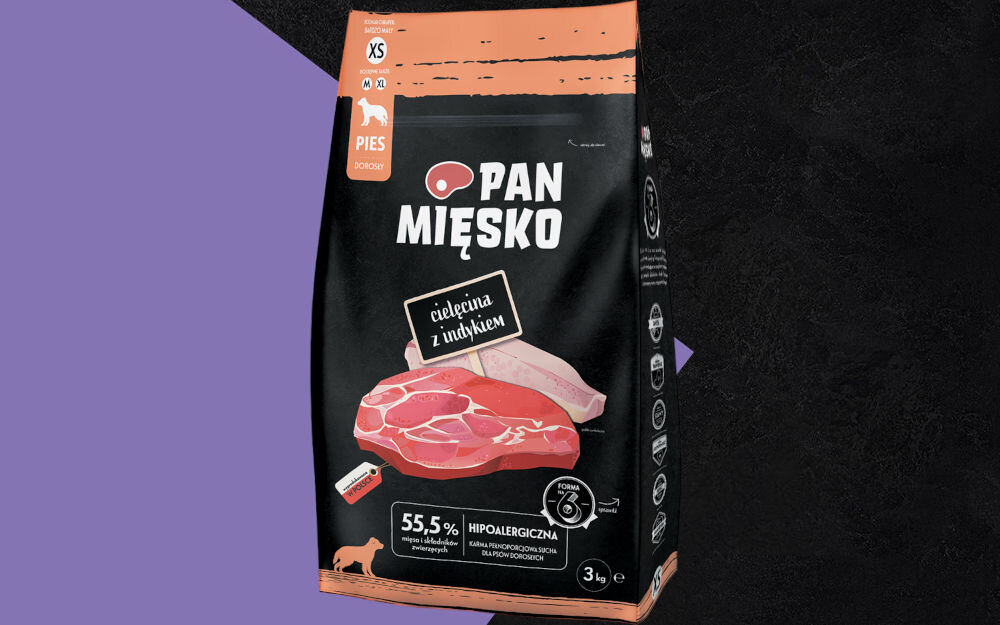 Karma dla psa PAN MIĘSKO Cielęcina z Indykiem XS 3 kg dawkowanie analiza sklad
