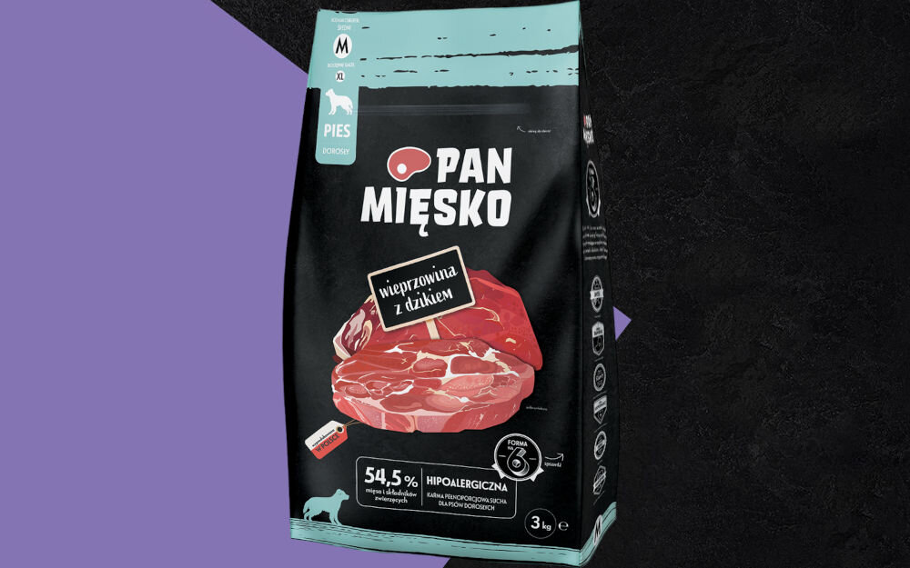 Karma dla psa PAN MIĘSKO Wieprzowina z dzikiem M 3 kg dawkowanie analiza sklad