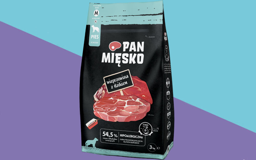 Karma dla psa PAN MIĘSKO Wieprzowina z dzikiem M 3 kg dawkowanie analiza sklad