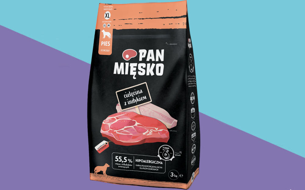 Karma dla psa PAN MIĘSKO Cielęcina z Indykiem XL 3 kg dawkowanie analiza sklad