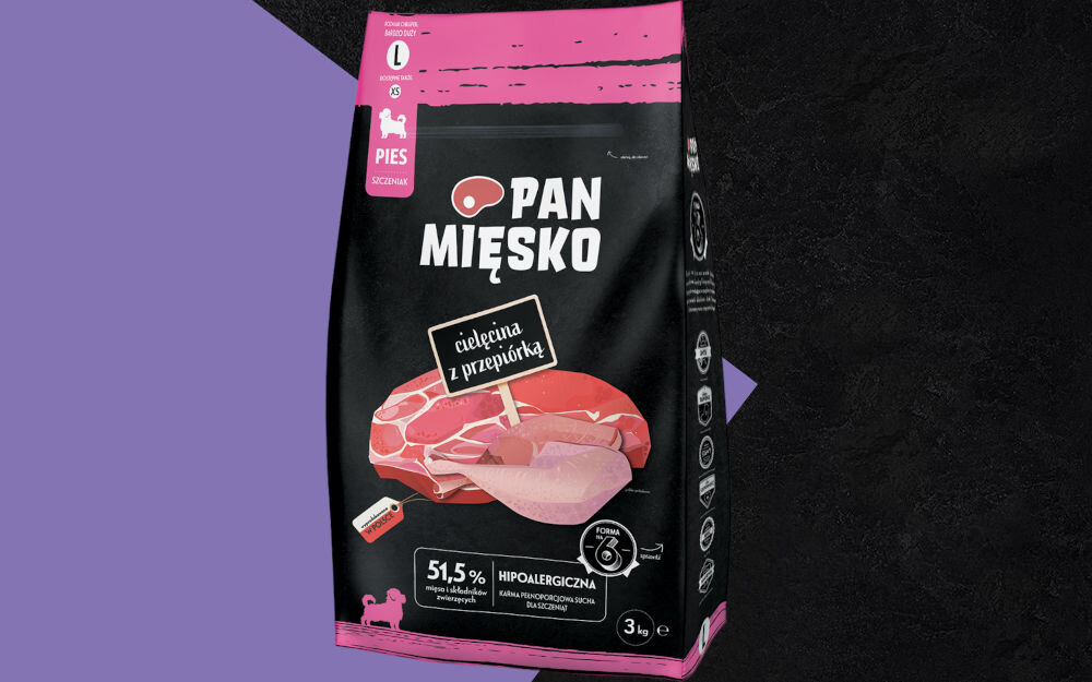 Karma dla psa PAN MIĘSKO Cielęcina z przepiórką L 3 kg dawkowanie analiza sklad
