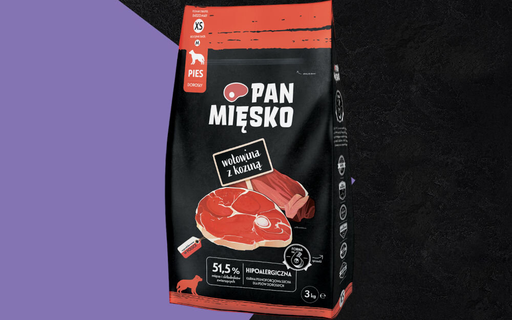 Karma dla psa PAN MIĘSKO Wołowina z koziną 3 kg dawkowanie analiza sklad
