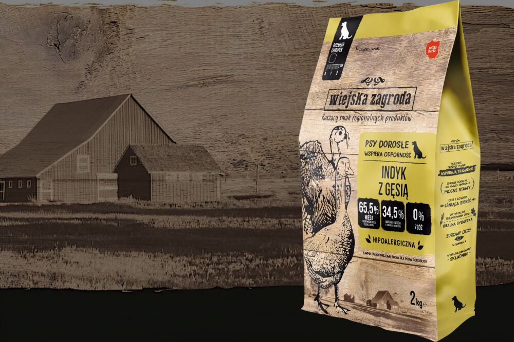 Karma dla psa WIEJSKA ZAGRODA Indyk z gęsią M 2 kg naturalne składniki
