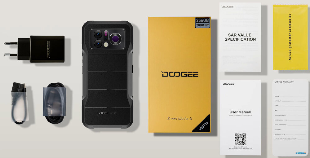 Smartfon DOOGEE V20 Pro zestaw