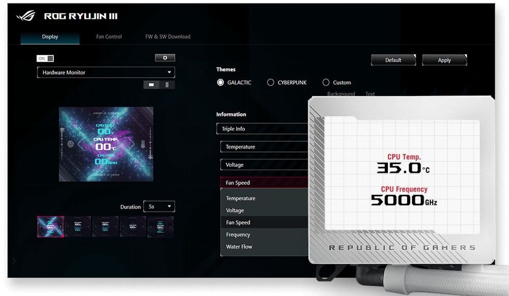 Chłodzenie wodne ASUS ROG Ryujin III 360 ARGB - Monitorowanie systemu