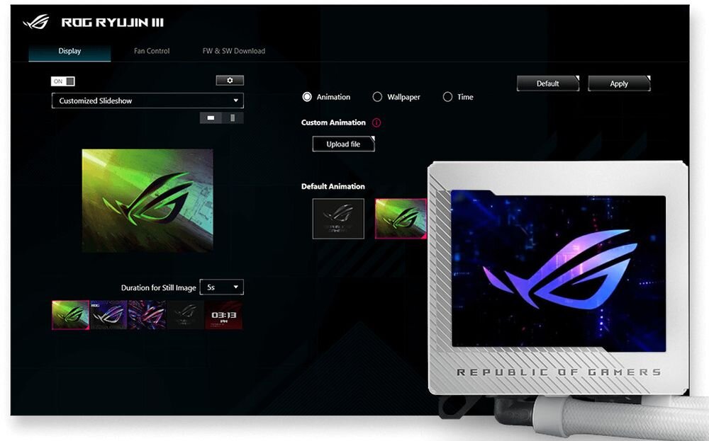 Chłodzenie wodne ASUS ROG Ryujin III 360 ARGB - Personalizowane animacje ROG