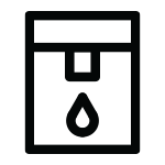 Ikona przedstawiająca prostokątny kształt z kroplą wody poniżej, symbolizująca podajnik wody.