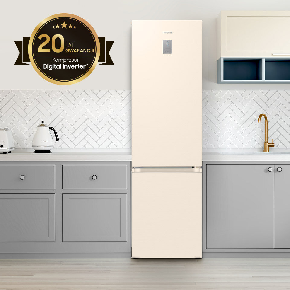 Kompresor w jasnej  lodówce Samsung RB38C675EEL ma aż 20 lat gwarancji
