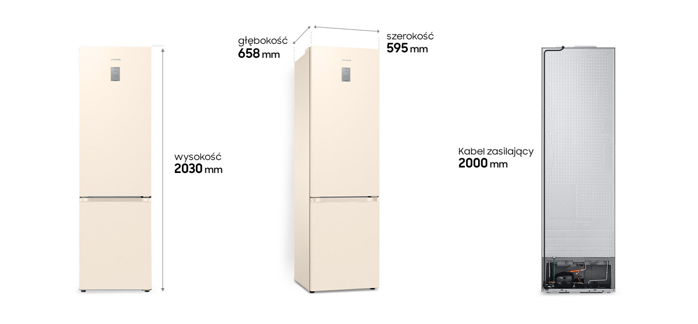 Wymiary jasnej lodówki Samsung Grand+ RB38C675EEL - zdjęcie