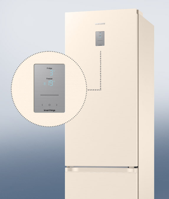 Łatwy dostęp do ustawień beżowej lodówki Samsung RB38C675EEL
