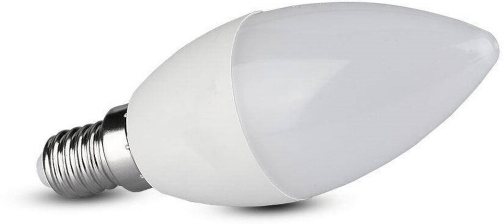 Żarówka LED V-TAC VT-1855 4.5W E14 z termoplastiku lekka wytrzymala odporna na uszkodzenia klasyczny ksztalt swiecy standardowy trzonek E14 latwa instalacja