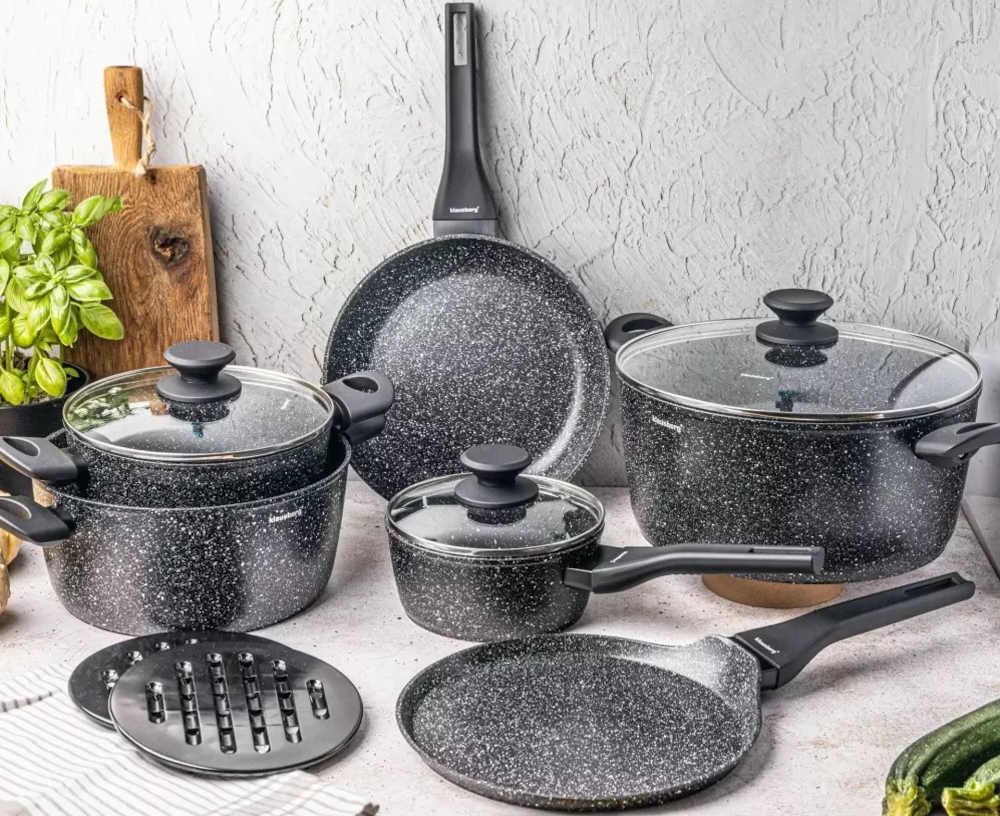 Zestaw garnków KLAUSBERG KB-7658 (12 elementów) mozliwosci komfort powloka wyglad prezentacja