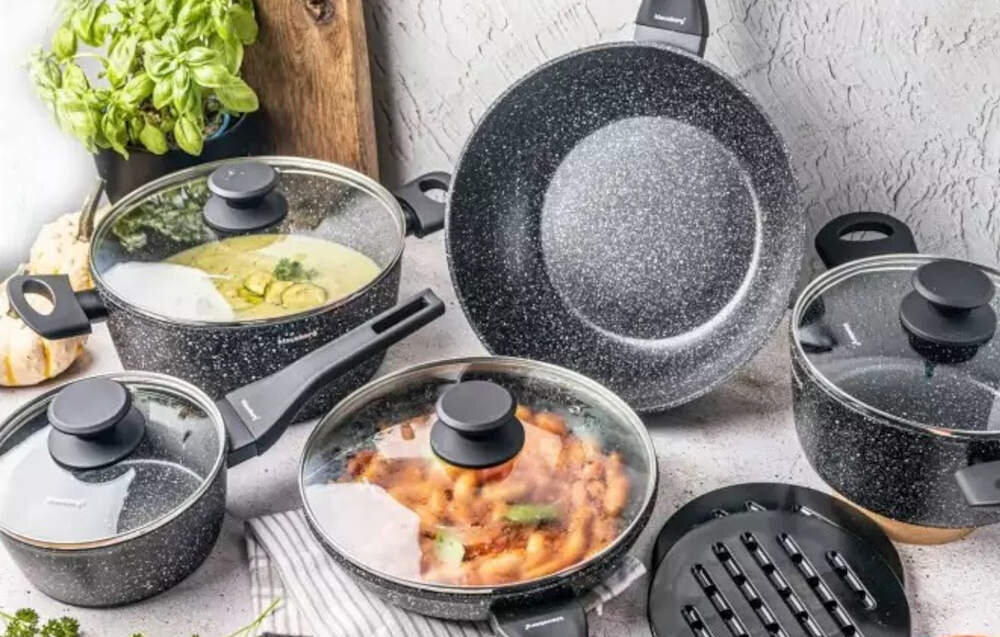 Zestaw garnków KLAUSBERG KB-7657 (12 elementów) Komfort bezpieczeństwo uchwyty wygoda latwe czyszczenie