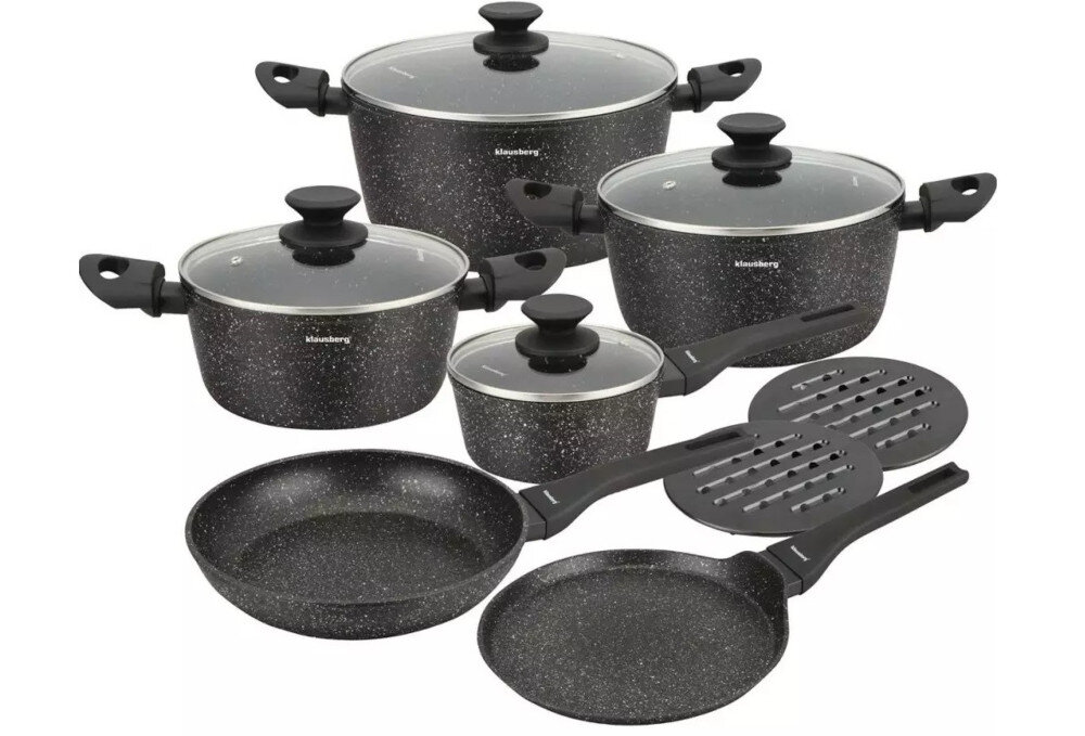 Zestaw garnków KLAUSBERG KB-7659 (12 elementów) Komfort bezpieczeństwo uchwyty wygoda latwe czyszczenie