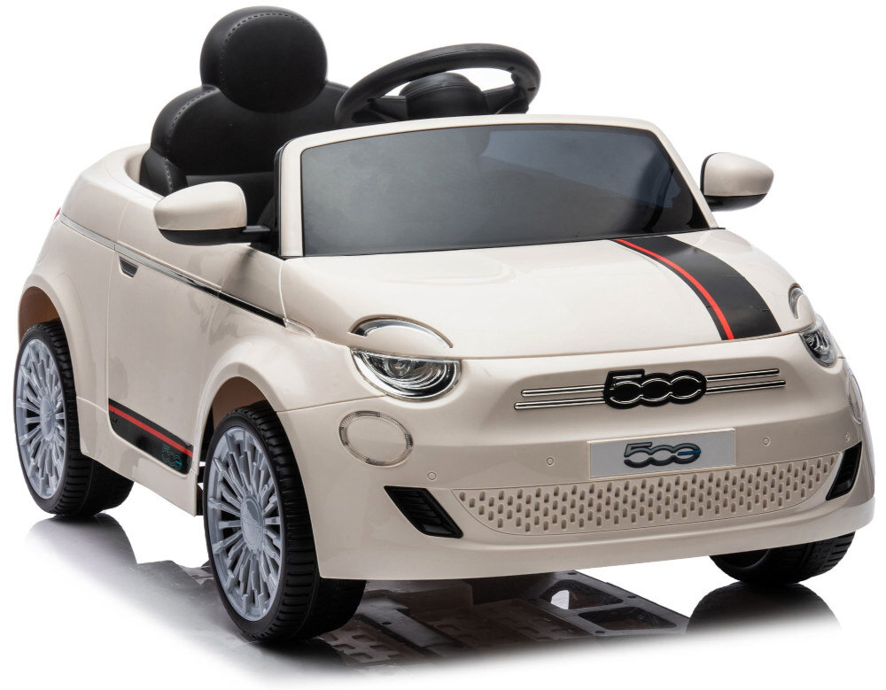 Samochód dla dziecka SUN BABY Fiat 500 kremowy moc dwa silniki akumulator zabawa Maksymalne obciążenie wiek komfort jazda wymiary wygoda komfort bezpieczeństwo