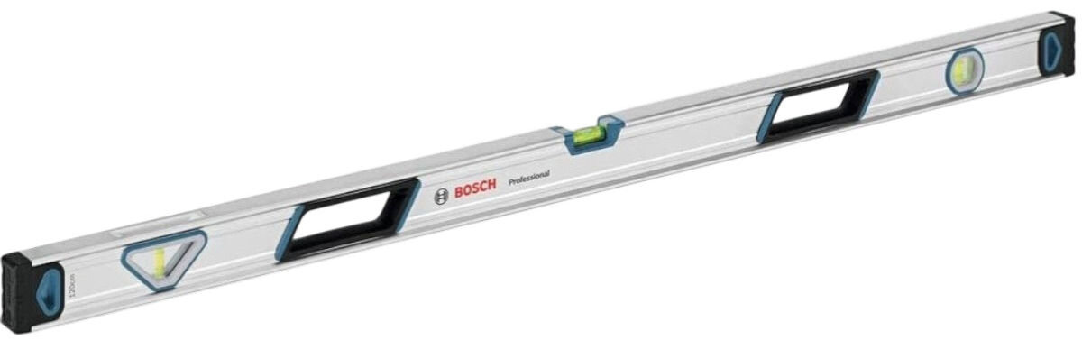 Poziomica BOSCH Professional 1600A016BR, precyzja, libella, pion, poziom, na białym tle poziomica frontem lewo skos