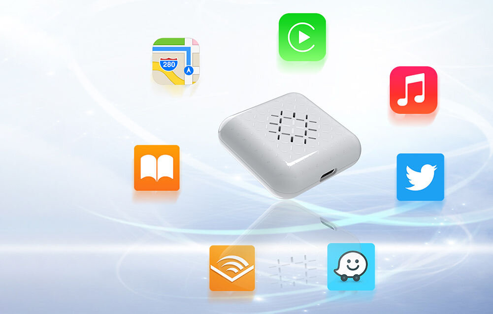 Adapter CARLINKIT U2W Mini Bezprzewodowy CarPlay Biały bezprzewodowe połączenie z CarPlay wygodne korzystanie z aplikacji na ekranie samochodu Siri