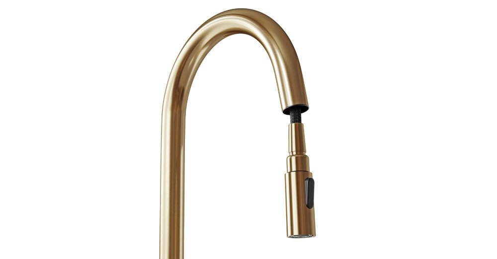 Bateria GLOBALO Divio Złoty wyciągana wylewka obrotowa czyszczenie mycie wygoda