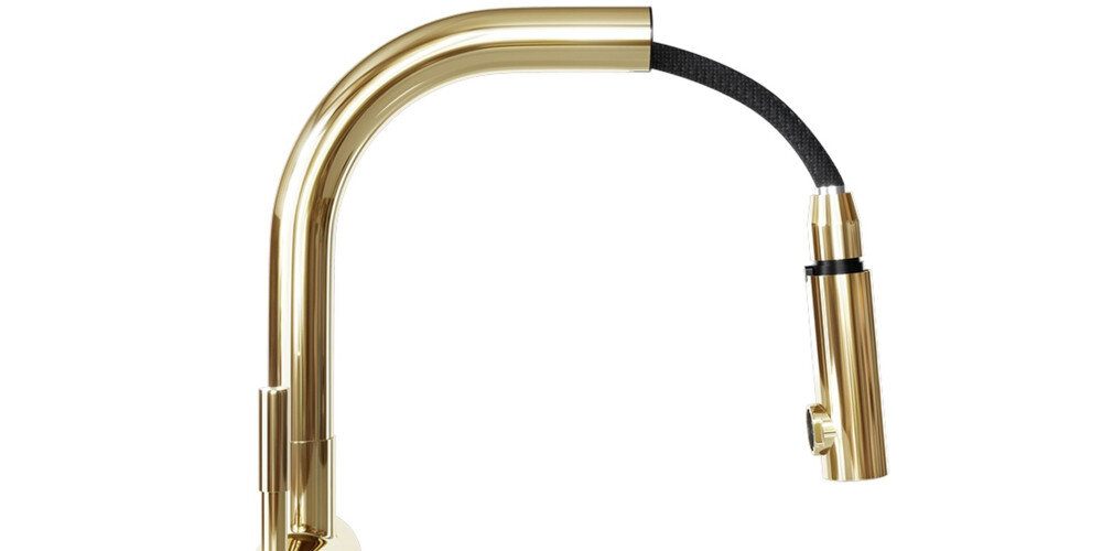 Bateria GLOBALO Lobio Złoty wyciągana wylewka obrotowa czyszczenie mycie wygoda