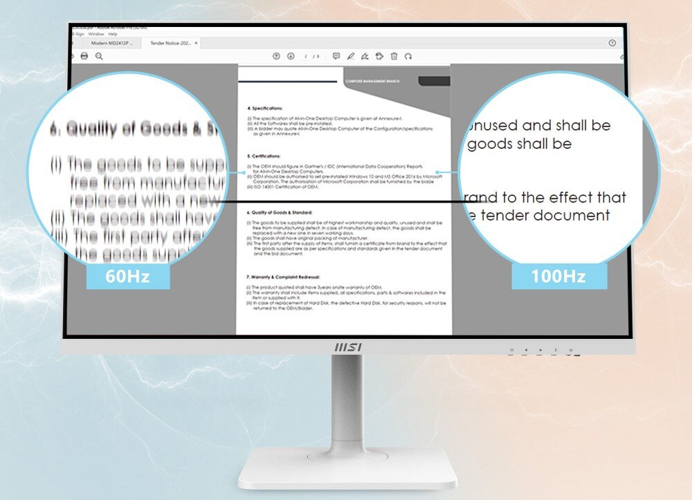 Monitor MSI Modern MD2712PW 27 1920x1080px IPS 100Hz 1 ms [MPRT] płynność odświeżanie czas reakcji synchronizacja