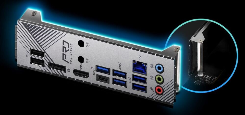 Płyta główna ASROCK B760 Pro RS WiFi - Preinstalowana osłona portów WE/WY