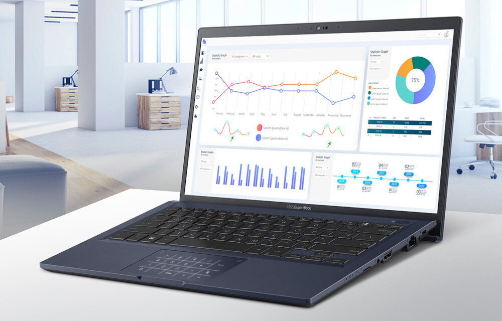 Laptop ASUS ExpertBook 90NX0571-M021D0 14 i7-1255U 16GB RAM 512GB SSD Windows 11 Professional obraz wyświetlacz przekątna rozdzielczość matryca kolory