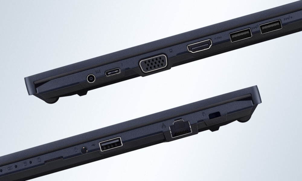 Laptop ASUS ExpertBook 90NX0571-M021D0 14 i7-1255U 16GB RAM 512GB SSD Windows 11 Professional złącza porty podłączenie bateria ładowanie