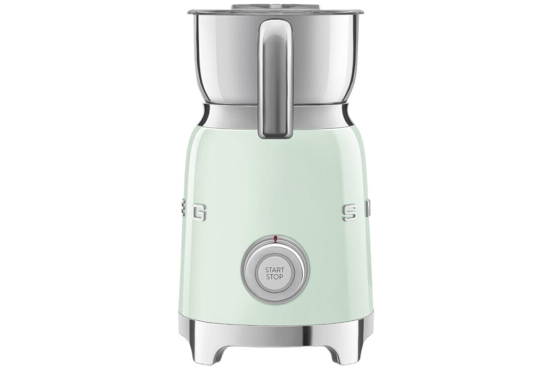 Spieniacz SMEG MFF11PGEU Pastelowa zieleń Prosta obsługa Czytelne pokrętło 6 programów automatycznych jeden tryb manualny dopasowanie