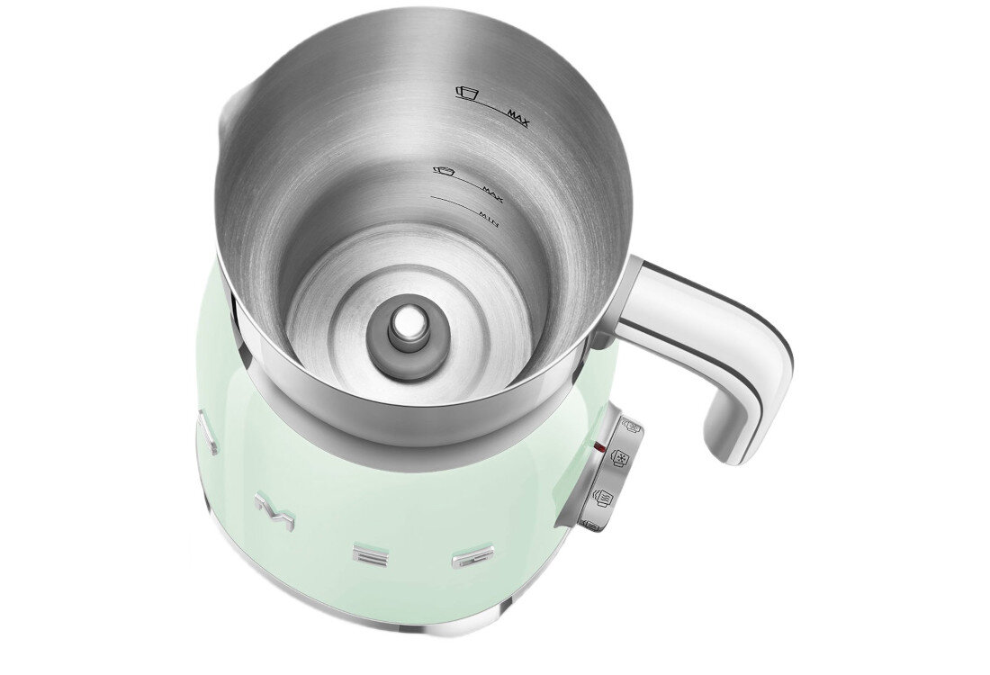 Spieniacz SMEG MFF11PGEU Pastelowa zieleń Trwałość i higiena Stalowy dzbanek można myć w zmywarce  łatwe mycie higiena