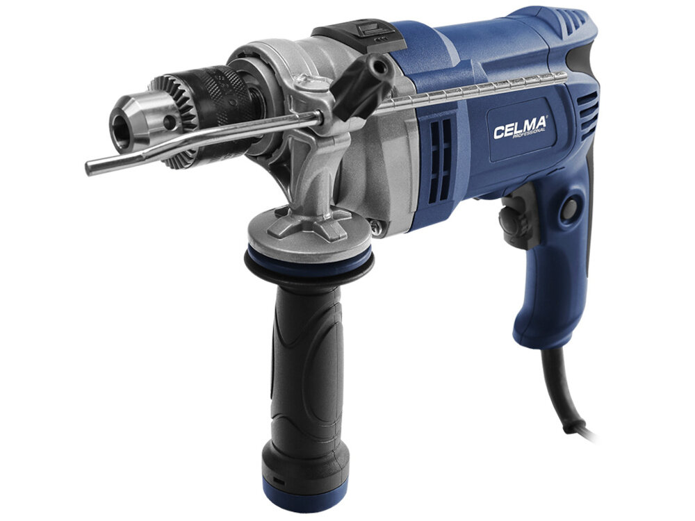 Wiertarka udarowa CELMA PROFESSIONAL PRCm 13GEO wiertarka na białym tle widoczna od przodu pod skosem wszechstronne zastosowanie wiercenie otworów