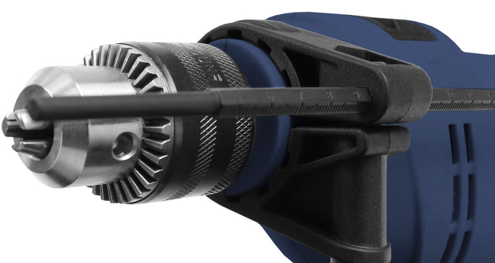 Wiertarka udarowa CELMA PROFESSIONAL PRCk 13GEO zbliżenie na ogranicznik głębokości wiercenia ogranicznik głębokości wiercenia kontrolowanie głębokości otworu uzyskiwanie powtarzalnych wyników użytkownik może wiercić dokładnie na wymaganą głębokość bez ryzyka zbyt głębokiego lub płytkiego otworu