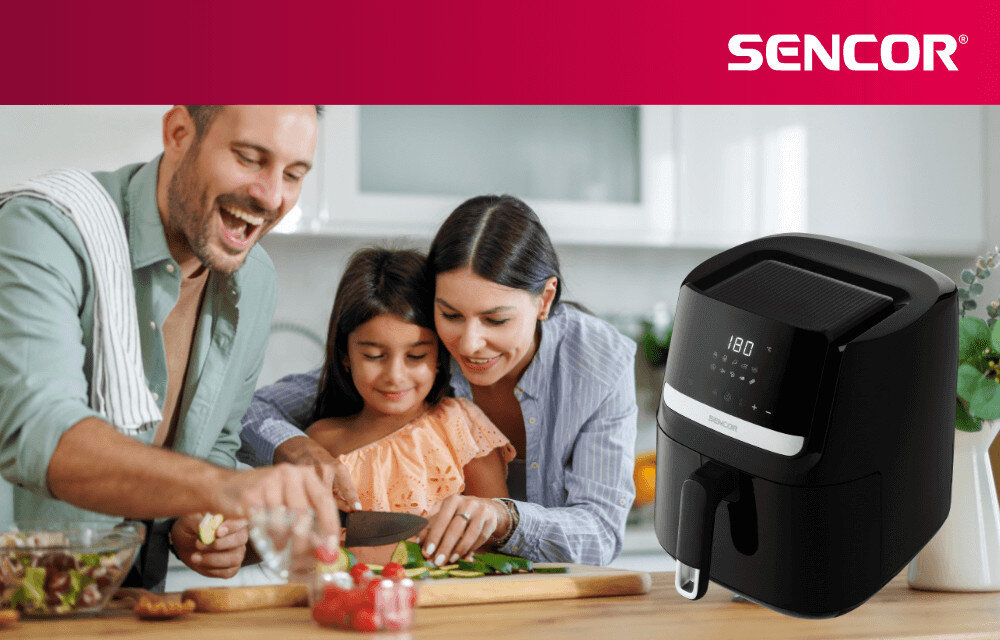 Air Fryer Frytkownica beztłuszczowa SENCOR SFR 6550BK 6.5 l, filtr antyzapachowy Czarny wygląd design tło prezentacja wizualizacja Wygoda w kuchni