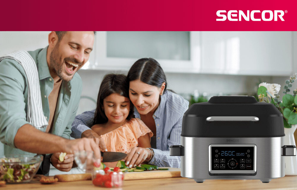 Air Fryer Frytownica beztłuszczowa SENCOR SBG 8900SS design tło prezentacja wizualizacja Zdrowe gotowanie bez wysiłku