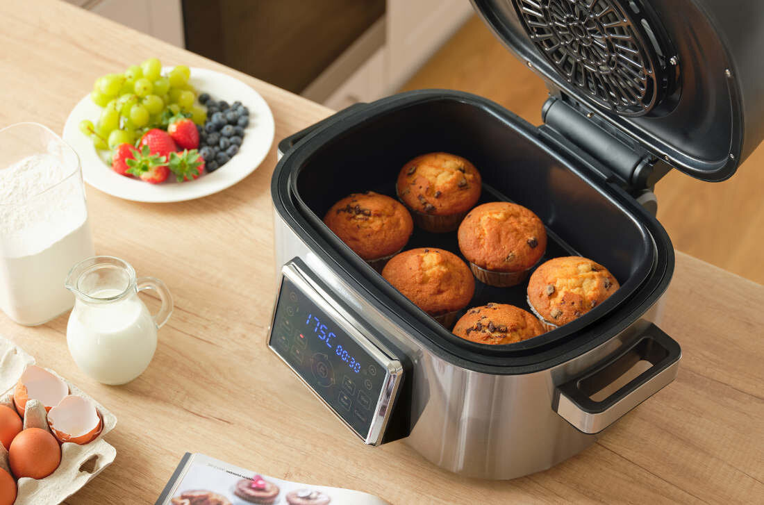 Air Fryer Frytownica beztłuszczowa SENCOR SBG 8900SS Dwie pojemności, wiele możliwości dwa naczynia pojemność szkło hartowane powłoka nieprzywierająca