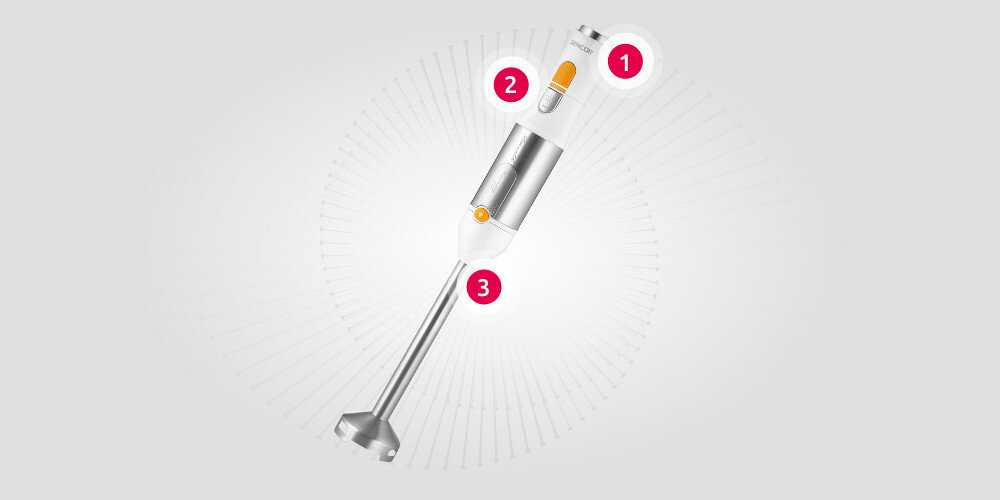 Blender SENCOR SHB 6301WH Biały Wygoda funkcjonalność pokrętło włąznik zdejmowana końcówka